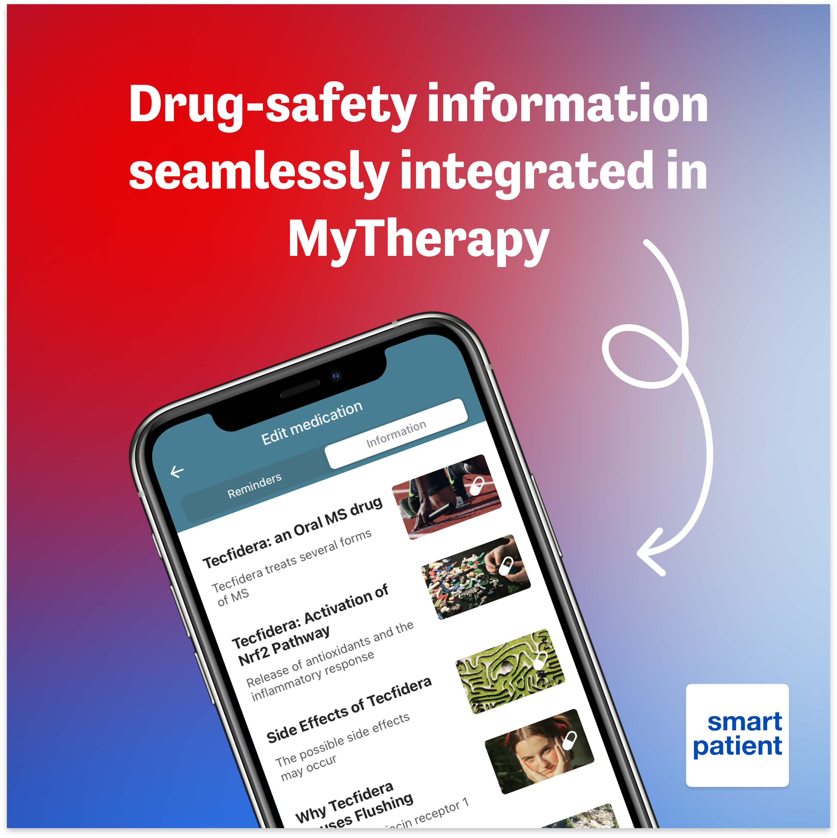 Screenshot demonstrating drug-specific information available within MyTherapy